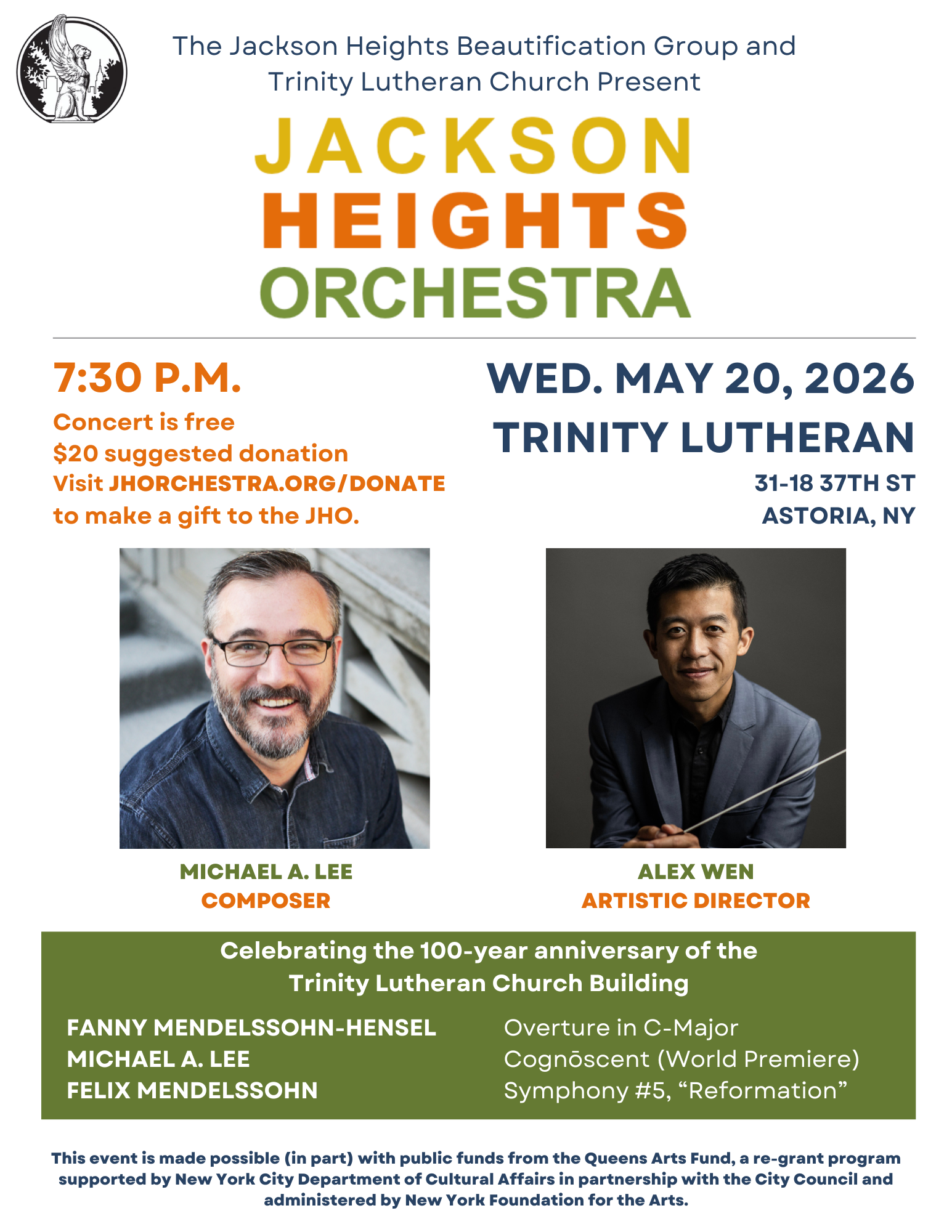 image from Concert on Wednesday, May 20th, 2026, 730pm @ Trinity Lutheran Church in Astoria